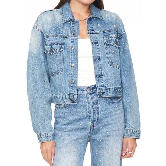 Pistola Shelby Embellished Women Oversized Trucker Jacket Size S - Picture 2 of 6